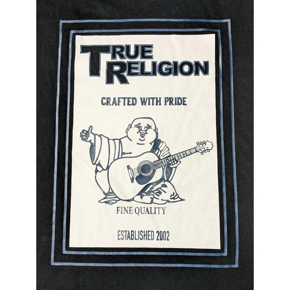 True Religion Buddha Crafted With‎ Pride Double-Sided Black T-Shirt - Men Medium